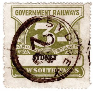(I.B) Australia - NSW Government Railways : Parcel Stamp 3/- (Sydney)