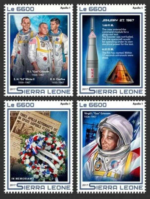 Sierra Leone - 2017 Apollo 1 Tragedy - 4 Stamp Set - SRL17502a