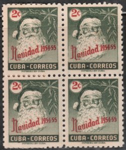 1954 Cuba Stamps Sc 532 Christmas Santa Claus Block 4 NEW