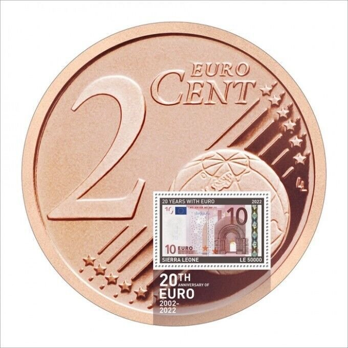 Sierra Leone - 2022 Euro Currency Anniversary - Stamp Souvenir Sheet SRL220169b1