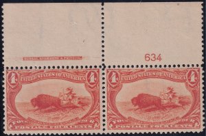 #287 Mint NH, Fine+, Plate number pair with imprint (CV $725) (CV $330 - ID49...