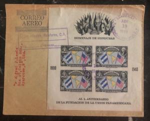 1940 Tegucigalpa Honduras Souvenir cover Panamerican Union To USA