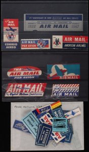 AUSTRALIA Airmail labels group of 18. + Foreign. (45)
