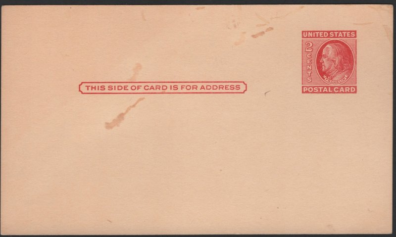 SC#UX38 2¢ Franklin Postal Card (1951) Unused/Tone