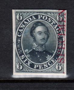 Canada #2TCix Very Fine Plate Proof India Paper On Card Black W Carmine Specimen