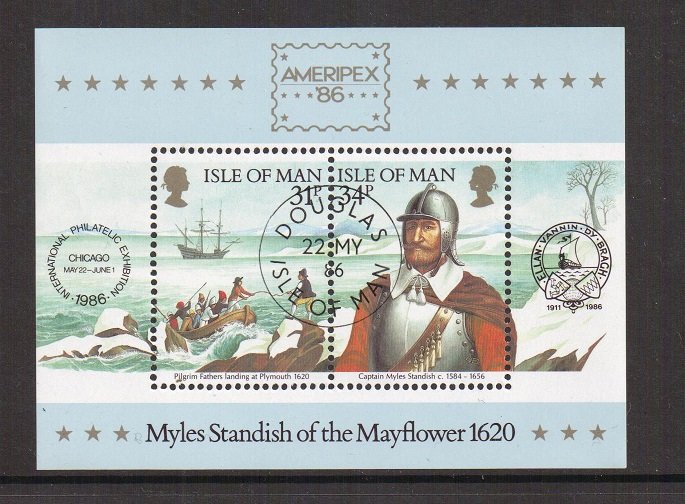 Isle of Man  #311a  cancelled 1986  sheet settling of PLymouth