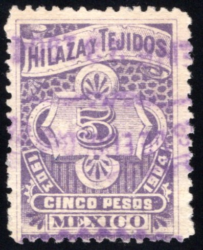 HT 72B, 5p, 1903-1904, Inscriptions and Numerals, Hilaza y Tejidos - Yarn and Te