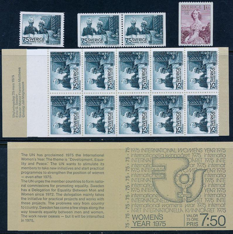 SWEDEN 1109-1111a Int. Women's Year, incl. booklet. MNH (13)