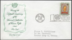 SC#121 5¢ United Nations: 15 Years Human Rights FDC (1963) Addressed