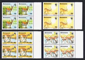 Botswana WWF Red Lechwe 4v Blocks of 4 Right margins SG#648/51 SC#432-35