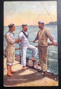 1905 Portsmouth England Tucks Patriotic Postcard To London Sailors HMS Edinburgh