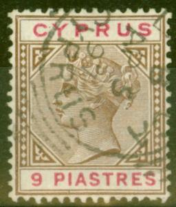 Cyprus 1894 9pi Brown & Carmine SG46 V.F.U 