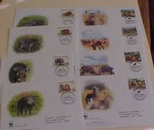 WILDLIFE GUINEE BISSAU WILD BOAR,ELK   FDC 8 DIFF.  CACHET  2008/2009