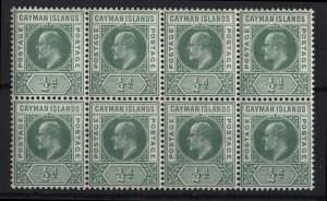 Cayman Is 1905 ½d green MCA sg8 fine unmounted mint blk of 8 cat £104