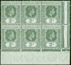 Leeward Islands 1942 2d Slate-Grey SG103b V.F MNH Block of 6