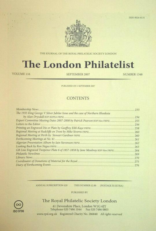 The 1935 King George V SILVER JUBILEE ISSUE and the case of NORTHERN RHODESIA