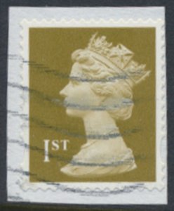 GB   1st Machin Gold  SG 1668  Used on piece   SC# MH300  see scans