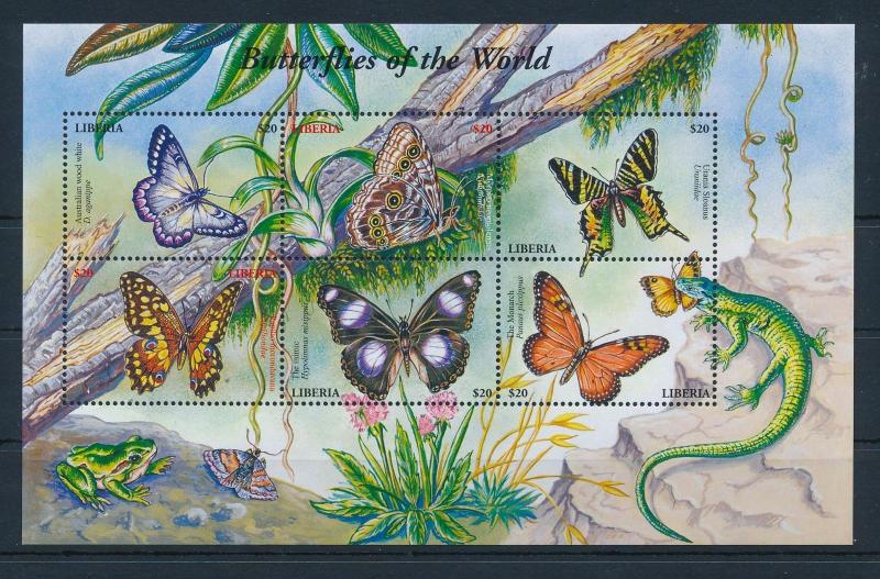 [38606] Liberia 2001 Butterflies Schmetterlingen Papillons  MNH Sheet