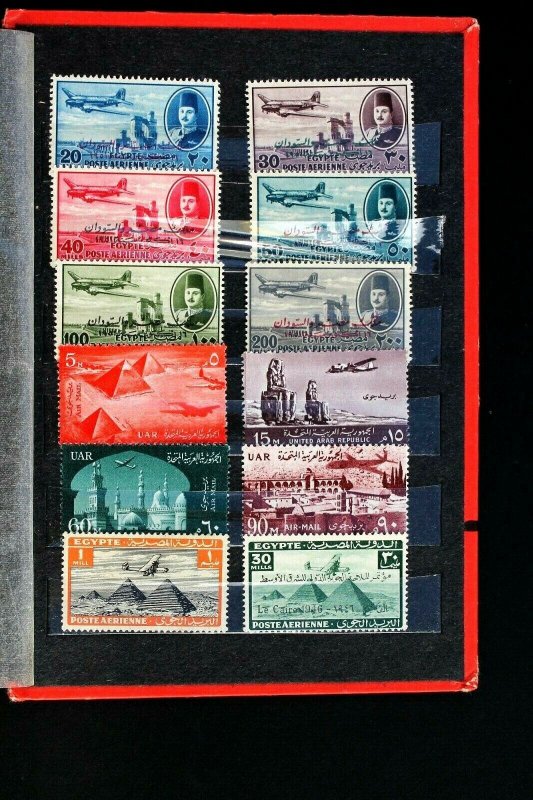 Egypt Stamp Collection Air Mail High Value in Vintage Introplast Sleeve