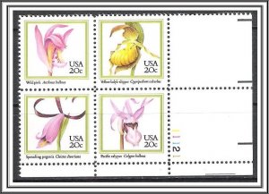 US Plate Block #2076-2079 Orchids MNH