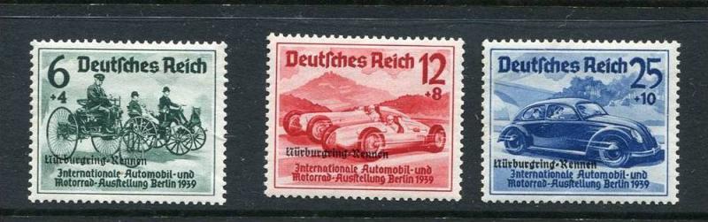 Germany 1939 Sc B141-3 MI 695-7 MH Overprint  Nurburgring Auto Races