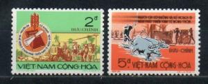 South Vietnam 1973 SC# 448-49 FARMER Plow Water Buffalos MNH