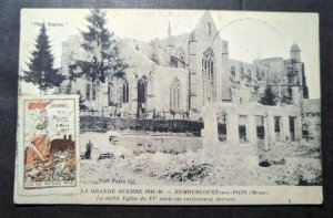 1917 France Postcard Cover The Great War WWI 15th Century Church Destroyed