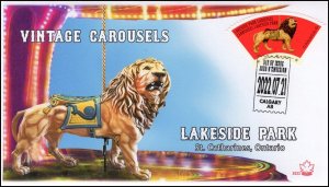 CA22-029, 2022, Vintage Carousels, First Day of Issue, Pictorial Postmark, Lakes