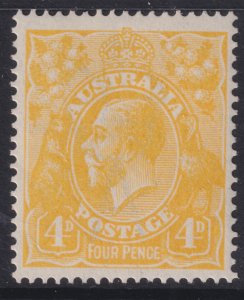 Sc# 31a yellow Australia 4 pence 1915 KGV MLH perf 14 Wmk 9 CV $125.00