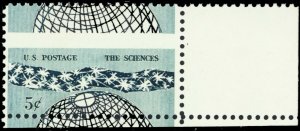 1237, Mint NH 5¢ Large Perf Shift Margin Copy Error - The Sciences - Stuart Katz