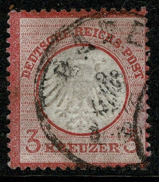 GERMANY EMPIRE 1872 3k ROSE-CARMINE USED (VFU) SG 11 P.13.5 x 14.5 FINE