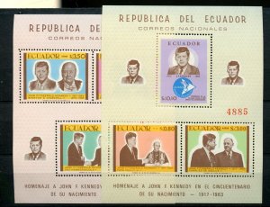 PARAGUAY JOHN F. KENNEDY & WINSTON CHURCHILL PERF SOUVENIR SHEETS MINT NH