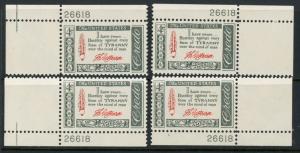 USA 1141 Mint (NH) Matching Corner Plate# Singles