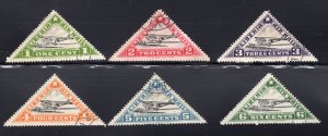 Liberia 1936 Set of 6 1st Airmail Service, Scott C3A-C3F CTO, value = $1.80