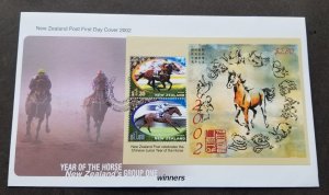 New Zealand Year Of The Horse 2002 Chinese Lunar Zodiac Riding Sport Games (FDC)
