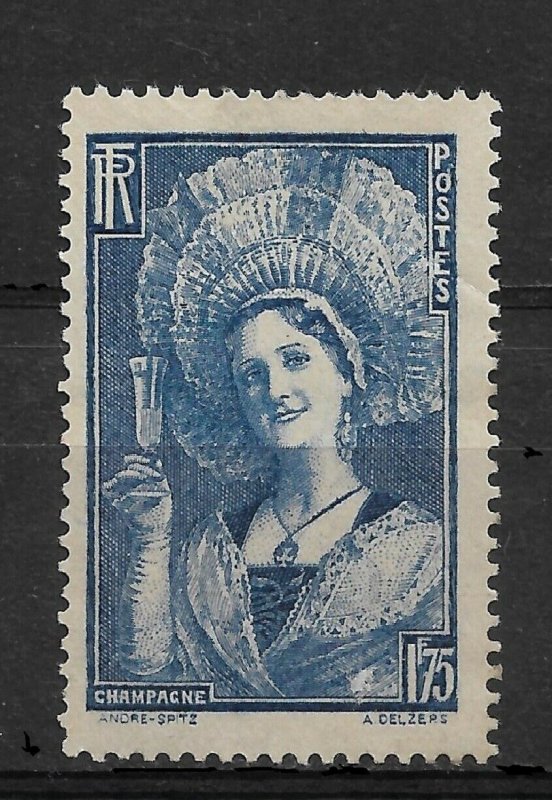 France 1938, Costume of Champagne Region ,Scott # 350,VF MLH*OG (FR-1)