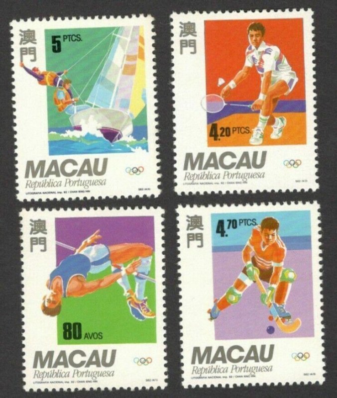Macau China 1992 MNH Stamps Scott 674-677 Sport Olympic Games Sailing Badminton