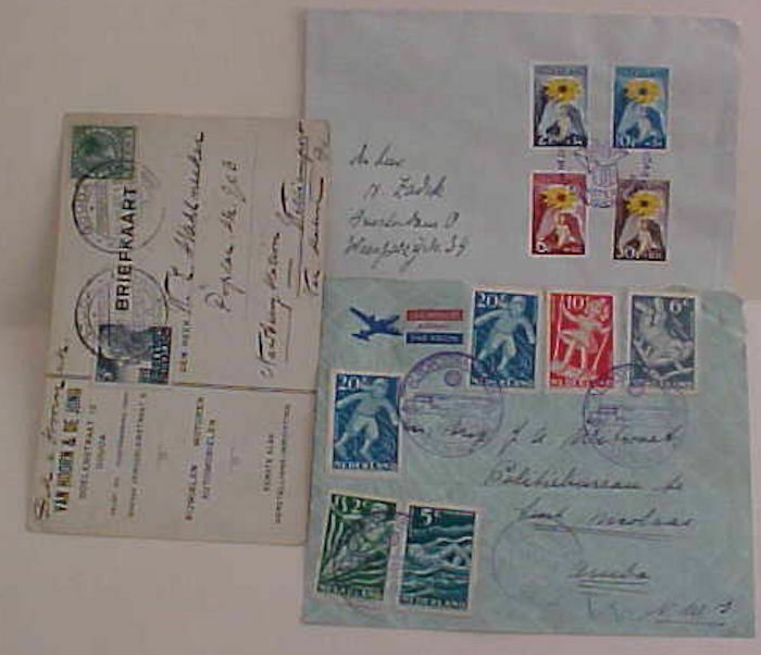 NETHERLANDS  FANCY CANCELS 1927 GOIDA MARK DAY, 1948 AUTOPOST 1949 DOVE