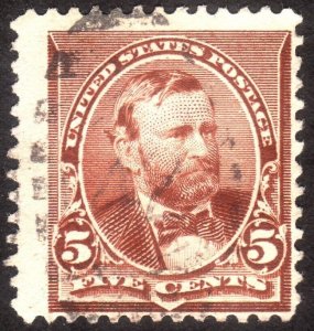 1890, US 5c, Grant, Used, Sc 223