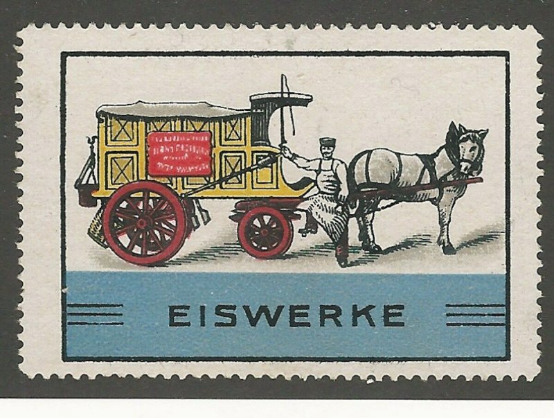 Ice Delivery Truck, Germany, Early Poster Stamp, Cinderella Label