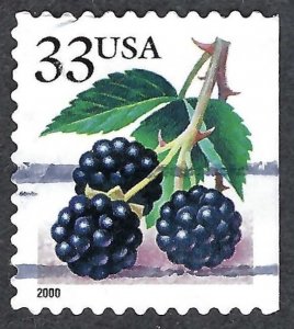 United States #3297a 33¢ Blackberry (2000). Self-adhesive booklet single. Used.