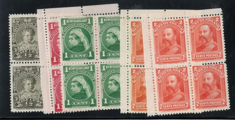 Newfoundland #78 - #82 Mint Fine - Very Fine Blocks