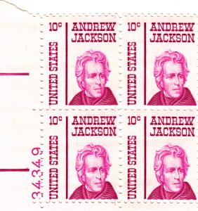 United States Andrew Jackson Plate # block of 4