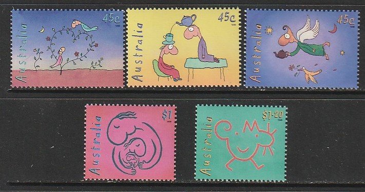 1998 Australia - Sc 1685-9 - MNH VF - 5 singles - Cartoon