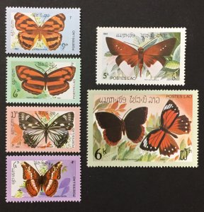 Laos 1982 #386-91, Butterflies, MNH.