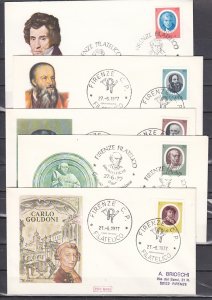 Italy, Scott cat. 1266-1270. Artists, Writers & Scientist. 5 First day covers. ^