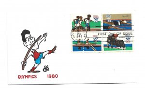 1791-94 Summer Olympic Animated by Ellis block of 4 FDC Pole Vault cachet
