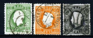 PORTUGAL 1870-84 King Luis Straight Label Group Perf. 13½ SG 106, 120 & 128 VFU