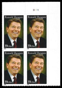 PCBstamps   US #4078 PB $1.56(4x39c)Ronald Reagan, MNH, (PB-2a)