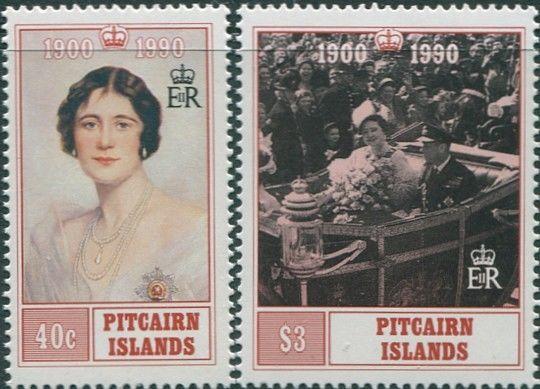 Pitcairn Islands 1990 SG378-379 Queen Mother 90th Birthday set MNH